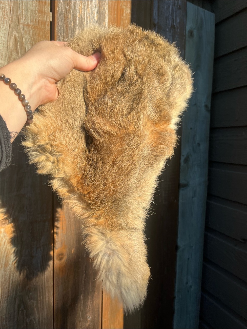 Genuine Rabbit Fur Hat Natural Brown Soft Plush Vintage Style